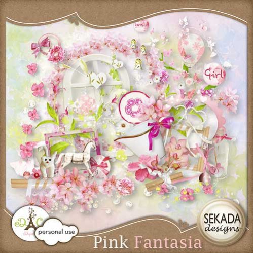 Нежно-розовый цветочный скрап-набор - Розовая фантазия