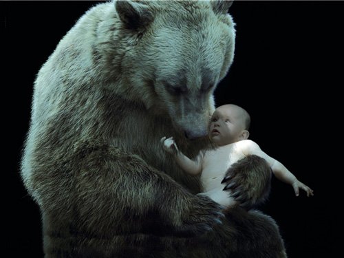 Шаблон для детей - Ребенок и медведь