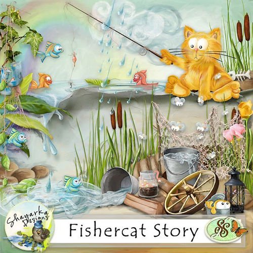 Детский скрап-комплект - История кота-рыболова