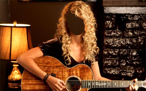 PSD шаблон - Красивая блондинка с гитарой в руках