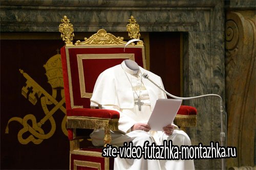 Шаблон для Photoshop - Римский папа на троне в белой сутане