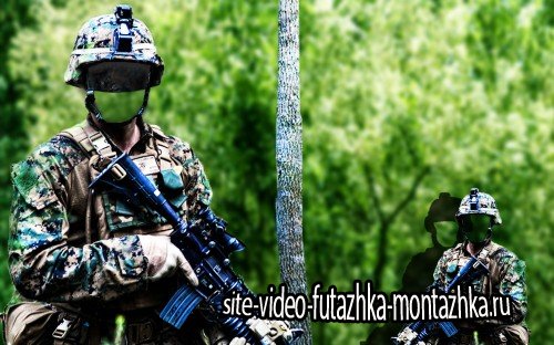Фотошаблон для мужчин - Военные действия в лесу