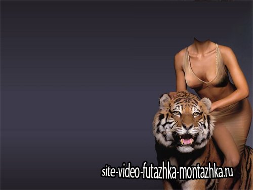 Шаблон для фотошопа - С тигром в обнимку