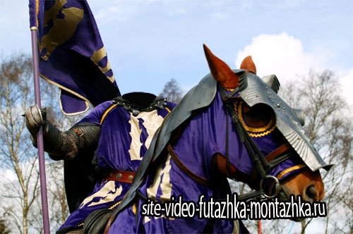Шаблон для Photoshop - Рыцарь с флагом на лошади