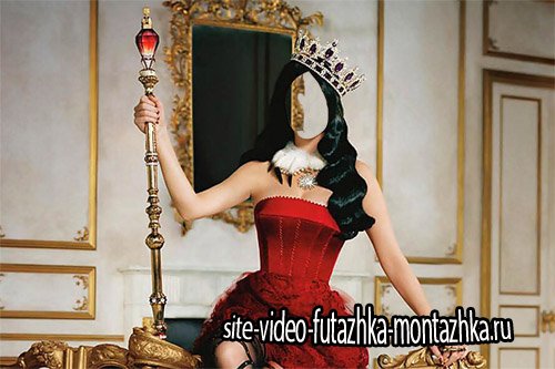 Красивая королева с короной и скипетром - Шаблон для фотошопа