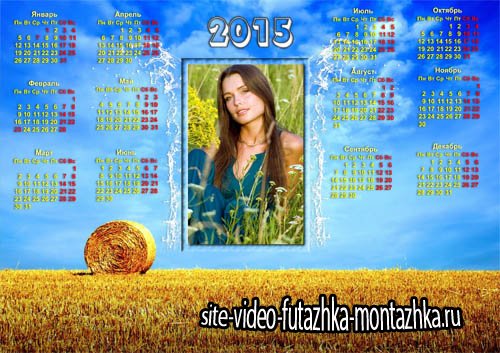 Календарь на 2015 год - Красивое поле пшеницы под небом синим