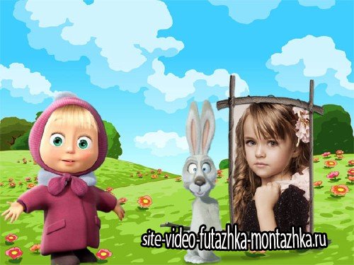 Рамка детская - Машенька и заяц на полянке