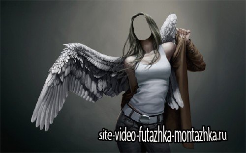 Красивый ангел с крыльями - Шаблон для фотомонтажа