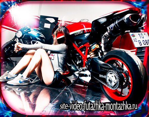 Шаблон для photoshop - Девушка мотоциклетка