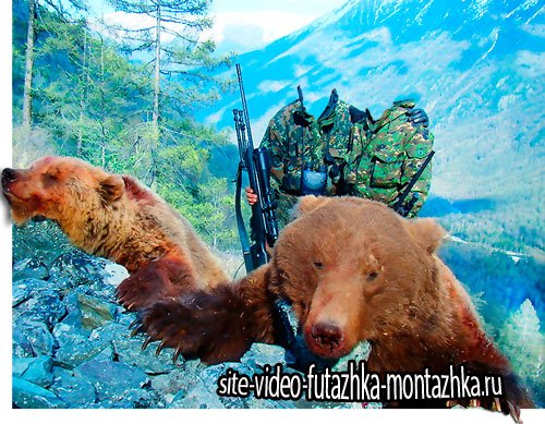 Многослойный шаблон для фотошопа - Два выстрела - два медведя