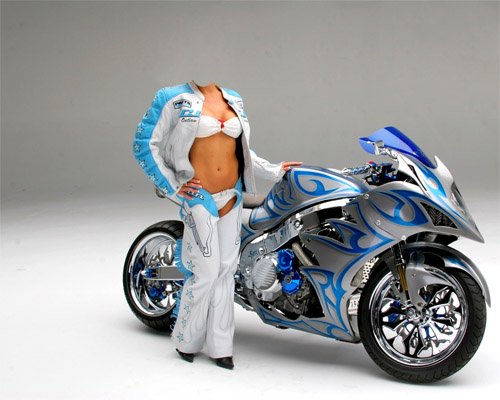 Шаблон для фотошопа - Девушка у спортивного мотоцикла
