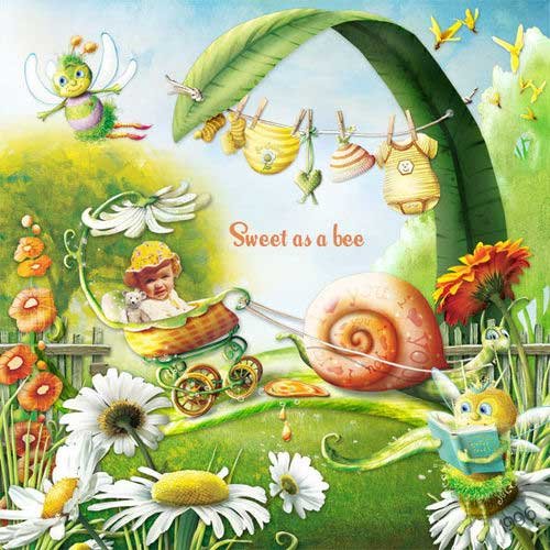 Детский сказочный скрап-комплект - Малышка пчёлка в саду