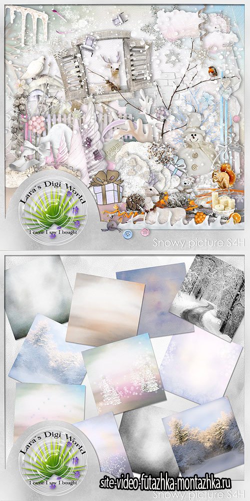 Scrap Set - Snowy Picture PNG and JPG Files
