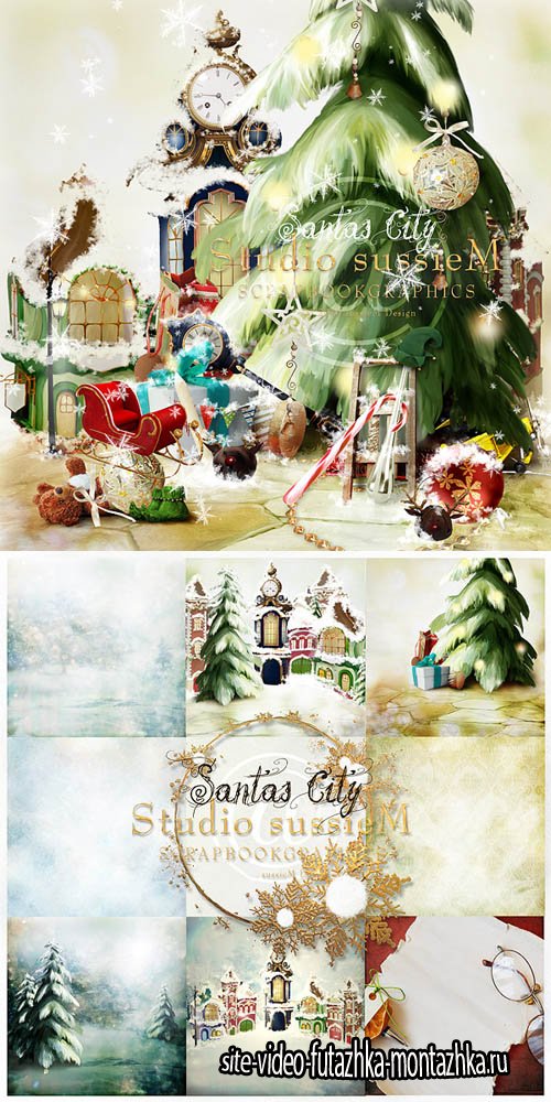 Scrap Kit - Santa's City PNG and JPG Files
