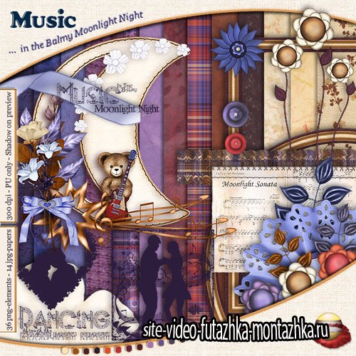 Scrap Set - Music in the Balmy Moonlight Night PNG and JPG