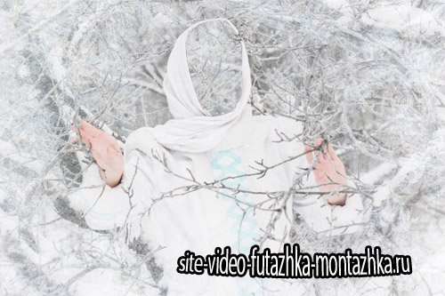 Шаблон для фотошопа - Девушка зимой лесу