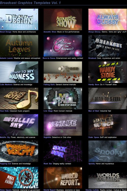 Broadcast Graphics Templates Vol. 1 - Project for After Effects