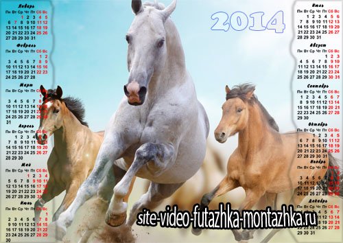 Настенный календарь - Игривые кони