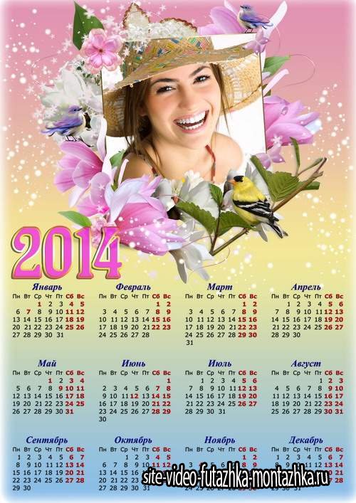 Весенний цветочный календарь с рамкой для фото - Женская красота