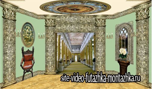Клипарт Кукольный дворец 08Комната с колоннадой и плафоном