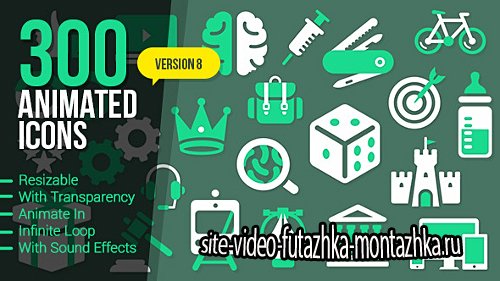 300 Animated Icons - Project for After Effects (Videohive)