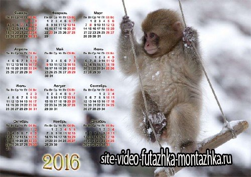 Календарная сетка - Маленькая обезьянка