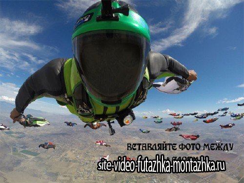 Мужской фото шаблон - Прыжок с парашютом