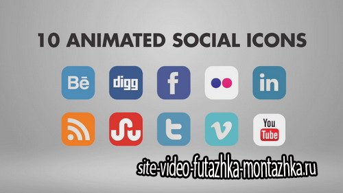 10 Animated Social Icons - Project for After Effects (BlueFX)