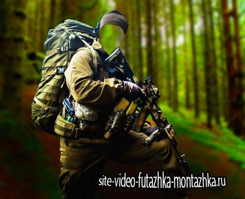 Шаблон фотошопа - Лесной снайпер