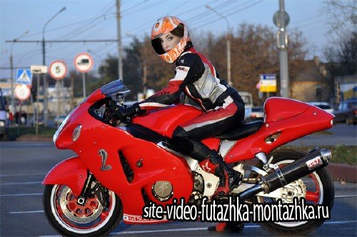 Женский шаблон - Байкерша на мотоцикле